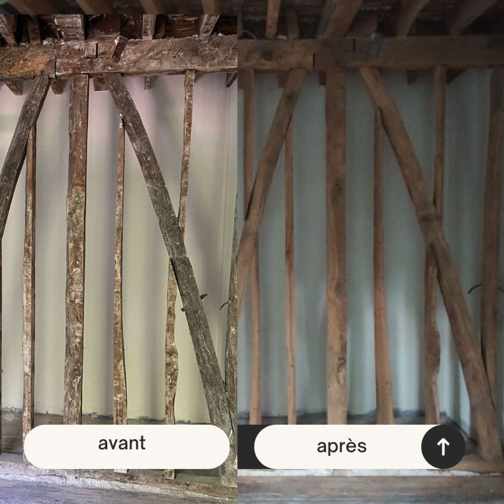 poutres sablées avant après