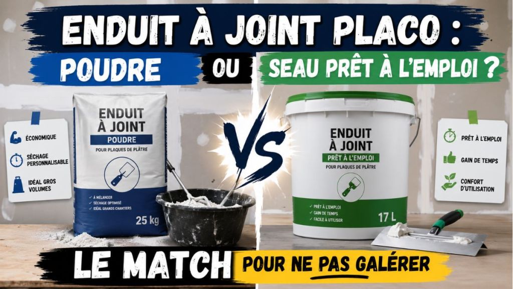 Enduit à joint placo : poudre ou seau prêt à l’emploi ? Le match pour ne pas galérer