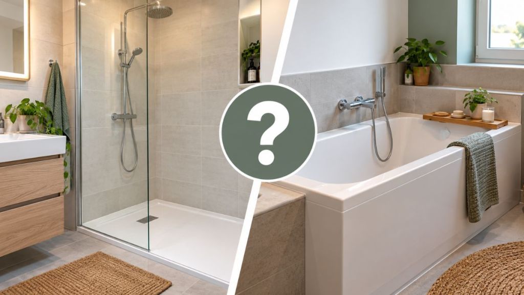 Douche ou baignoire dans une petite salle de bain